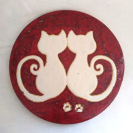 Dessous de plat duo de chats rouge et blanc