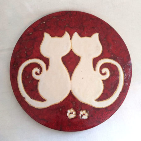 Dessous de plat duo de chats rouge et blanc
