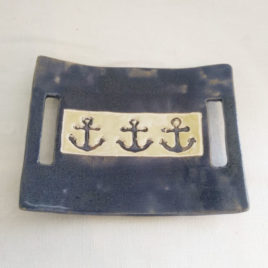 Porte savon Bleu ancres marines